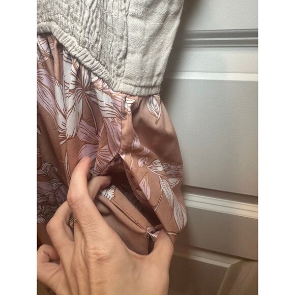 Band of the Free Linen Corset Maxi Dress Medium Floral Spring Beach Slit Dress - Picture 11 of 13